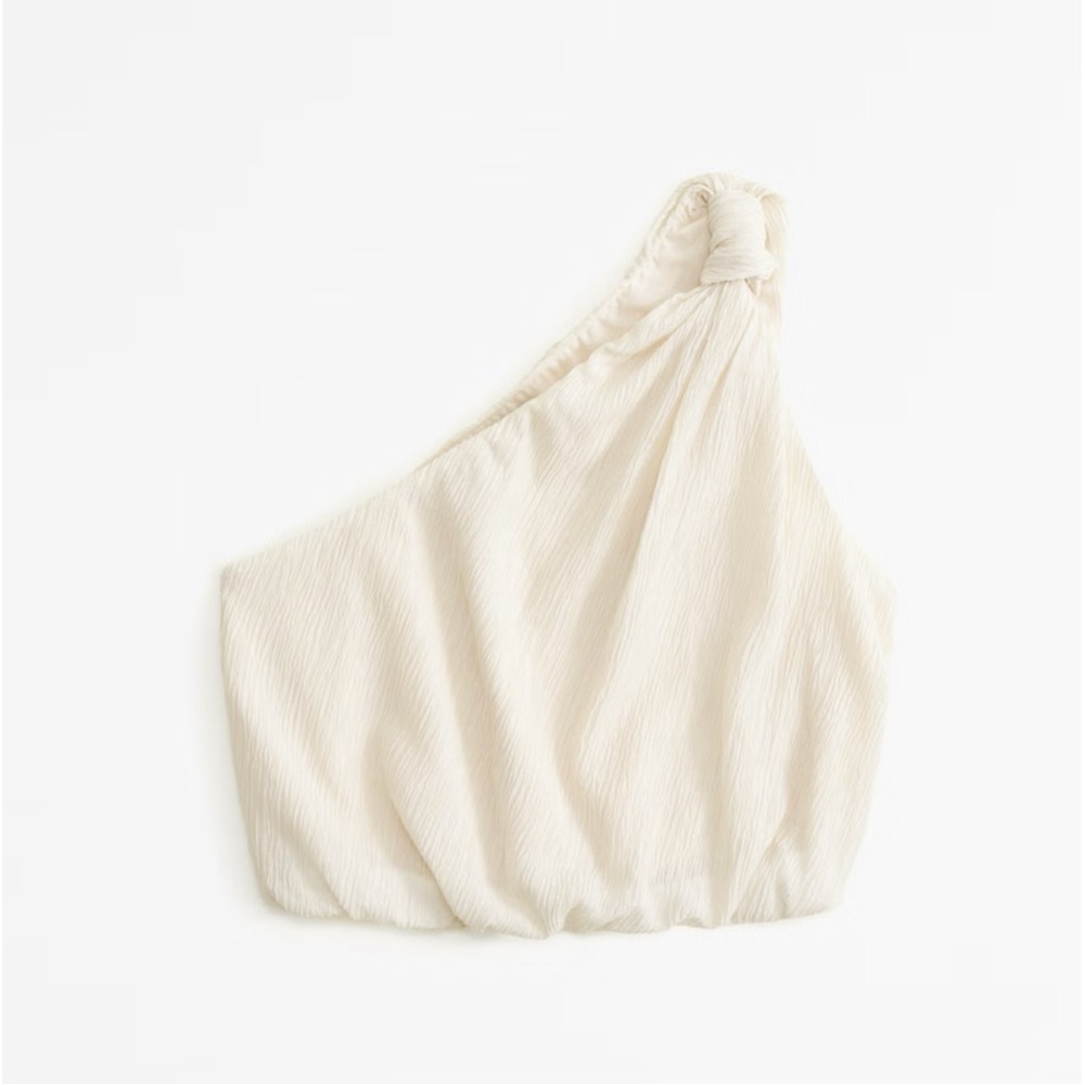 Abercrombie & Fitch Asymmetrical One-Shoulder Knotted Crinkle Top